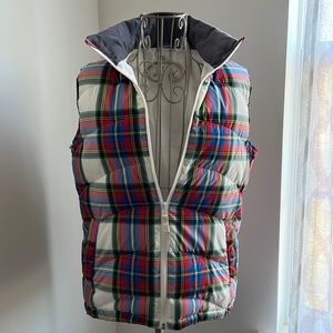 Plaid Puffer Vest with snap pockets from Lands End - Size XS (2-4)